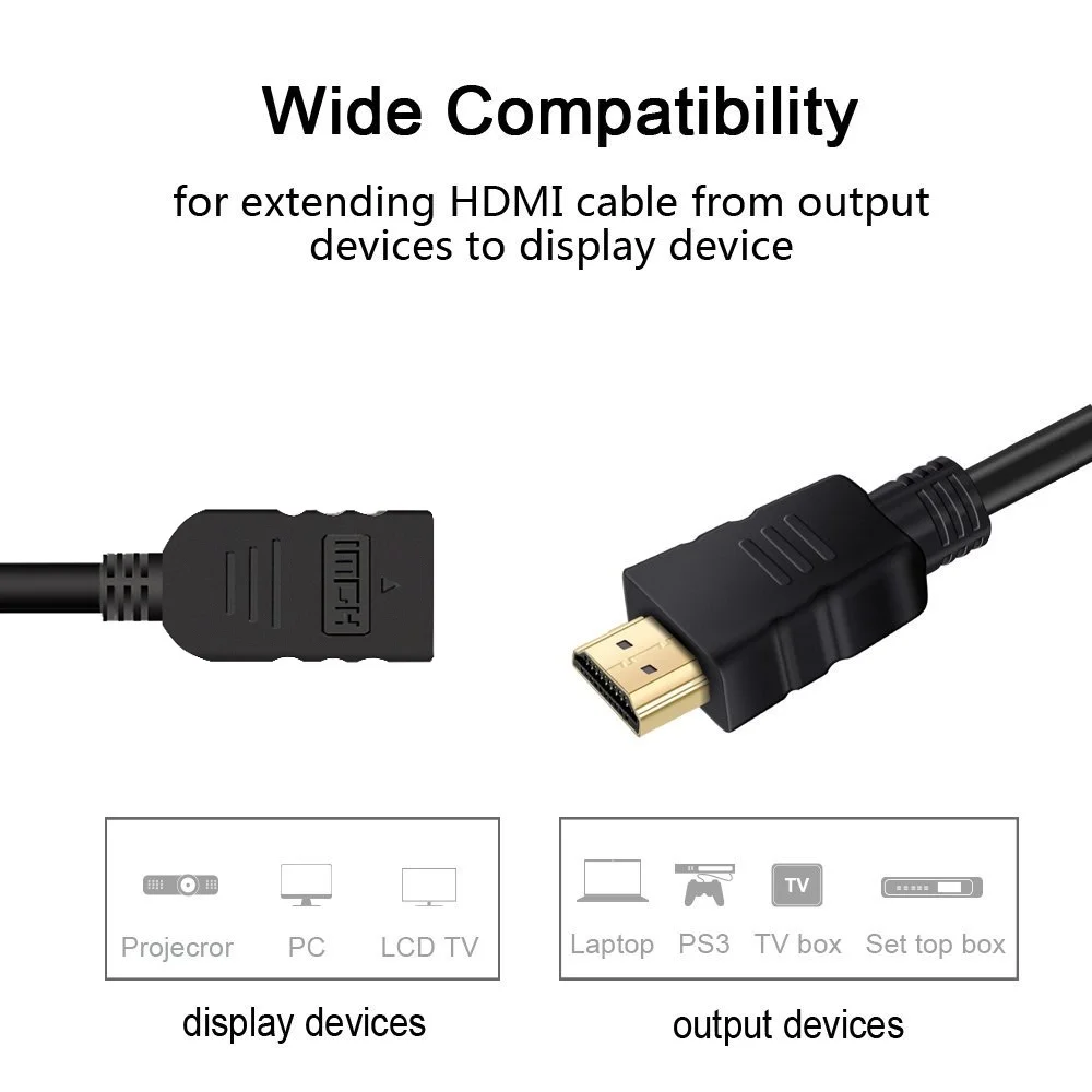 Совместимому с HDMI кабель удлинитель для мужчин и женщин 4K 3D 1 4 v HD ТВ ЖК дисплей