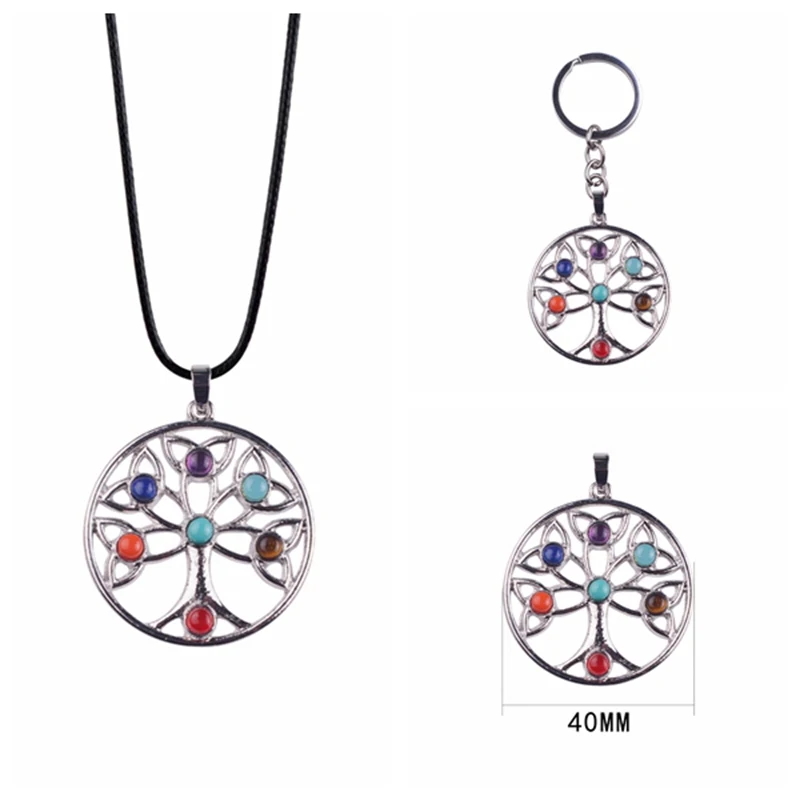 Кулон из натурального камня семь чакр круглой елки символизирует богов в
