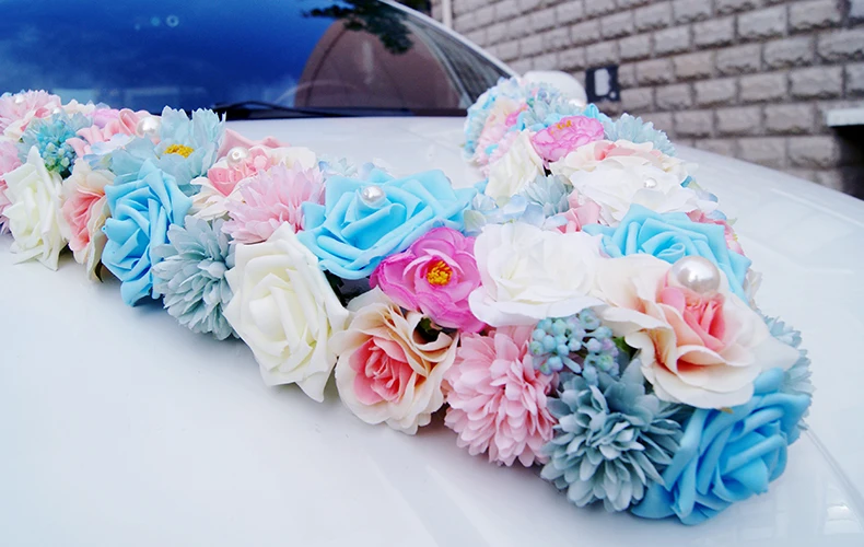 Синяя шелковая Гортензия в форме сердца цветы розы ягоды жемчуг Свадебный