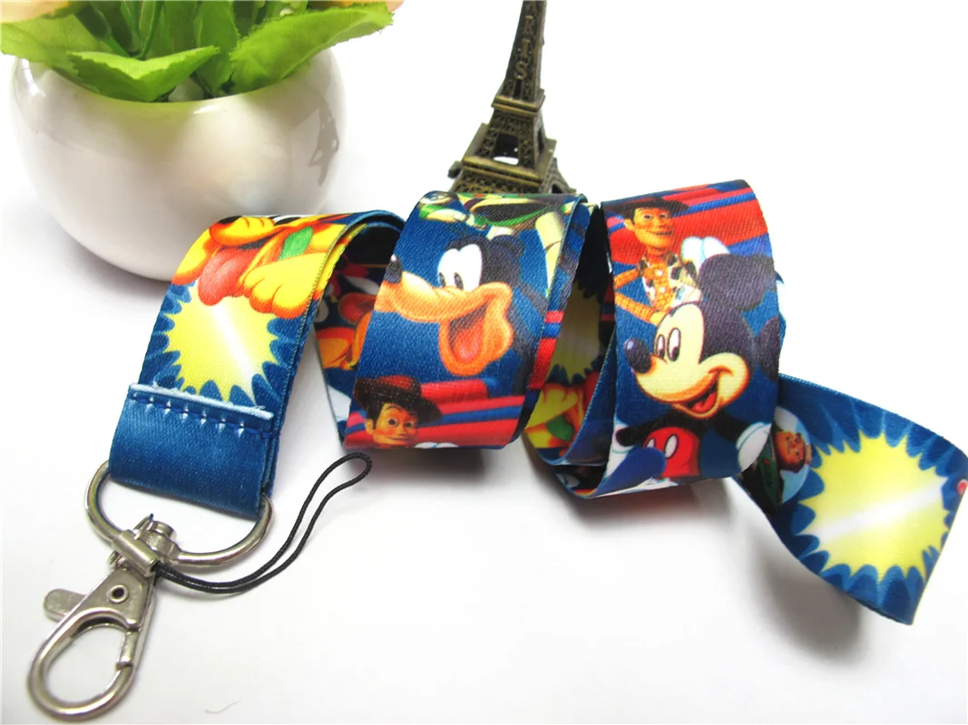 Милый мультяшный Микки мышь шеи ремень шнурок для ключей ID карта тренажерный зал