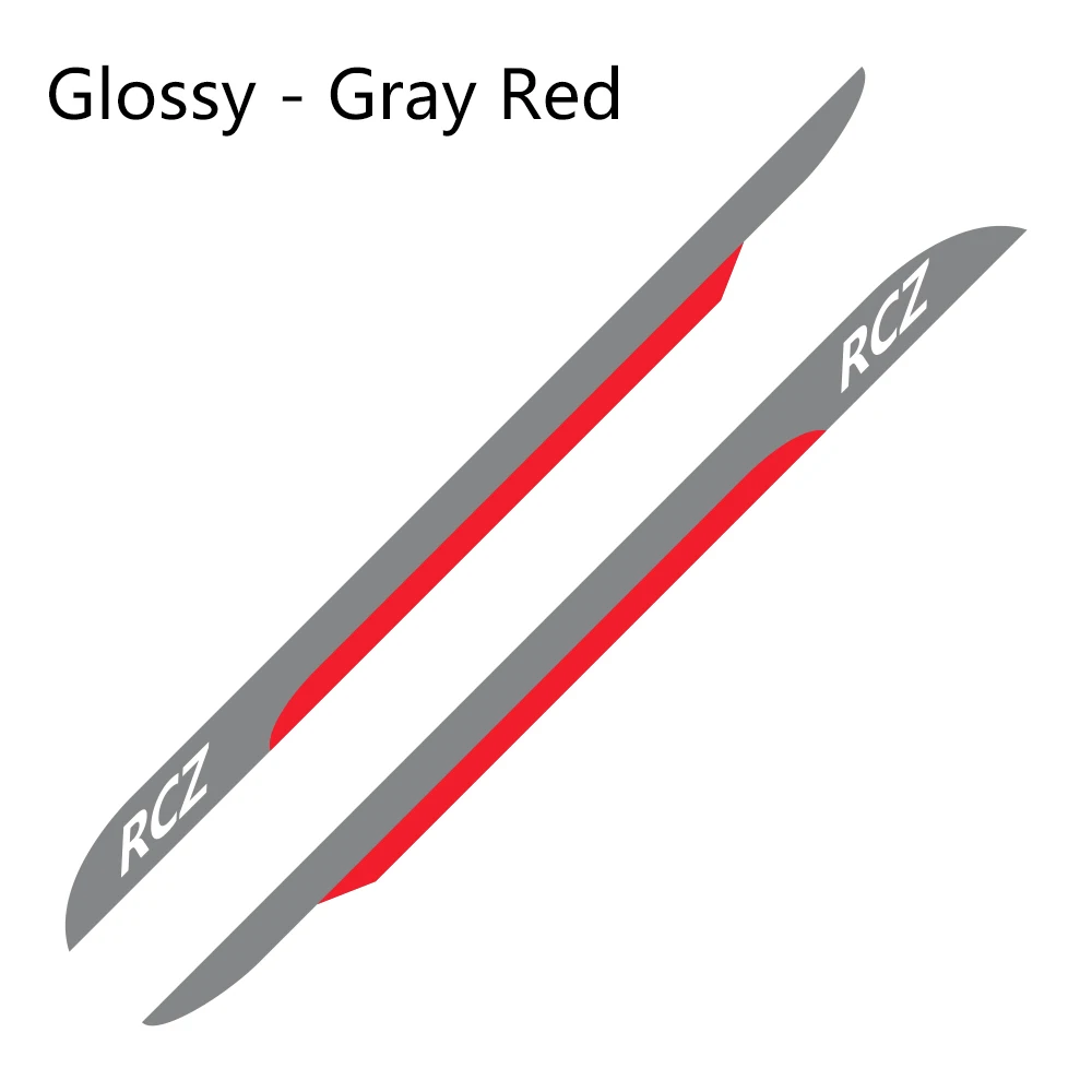 Glossy Gray-Red 2 шт. наклейки в полоску для боковой юбки автомобиля DIY виниловая пленка наклейки для автомобилей PEUGEOT RCZ Стайлинг тюнинг автомобильные аксессуары - Название цвета: Glossy Gray-Red