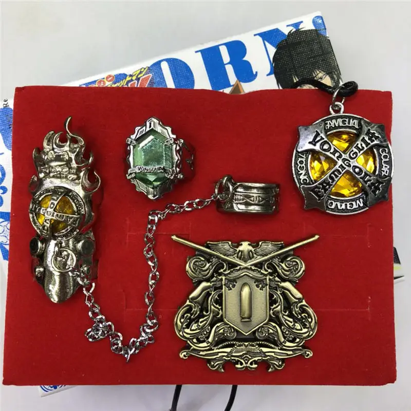 Модное кольцо Katekyo Hitman Reborn Sawada Tsunayoshi Аниме Косплей кольца ожерелье брошь набор