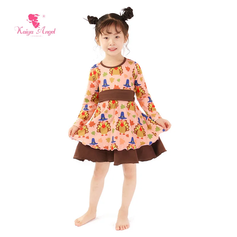 Kaiya Angel/платье для маленьких девочек с аппликацией в виде индейки коллекция 2017