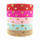 10 ярдов, 15 мм, Золотая фольга, принт в виде любящего сердца, складная эластичная лента для рукоделия, головной убор, галстук, строчка