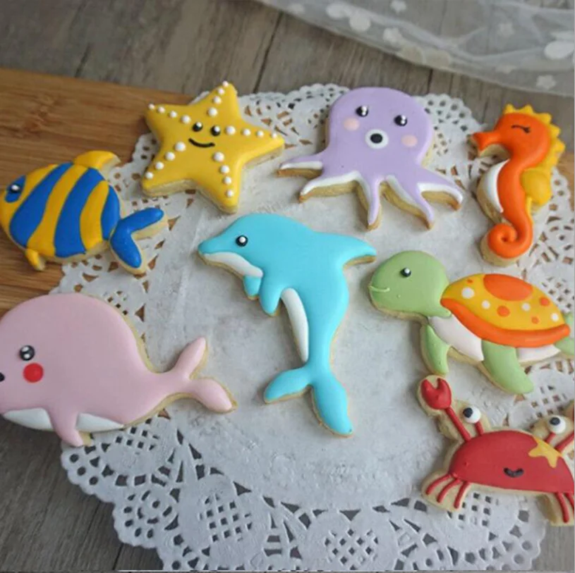 8PCS 8 шт./компл. 3D динозавр формочки для печенья, Пластик печенья украшения формы животных Форма формочки для печенья - Цвет: 8PCS
