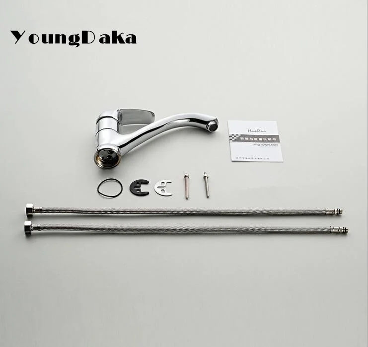 Качество Латунь Хромированная Отделка Кухня Одной Ручкой Кран Холодной и Горячей Воды Смесителя 360 Градусов