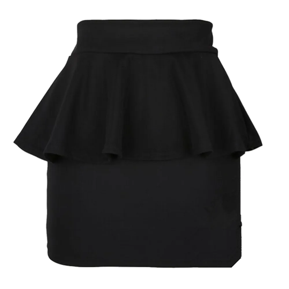 2018 ETOSELL 1 Piece Women Girl High Waisted Peplum Frill Pencil Skirt Stretch Body con Black White Blue Mini Sexy | Женская одежда