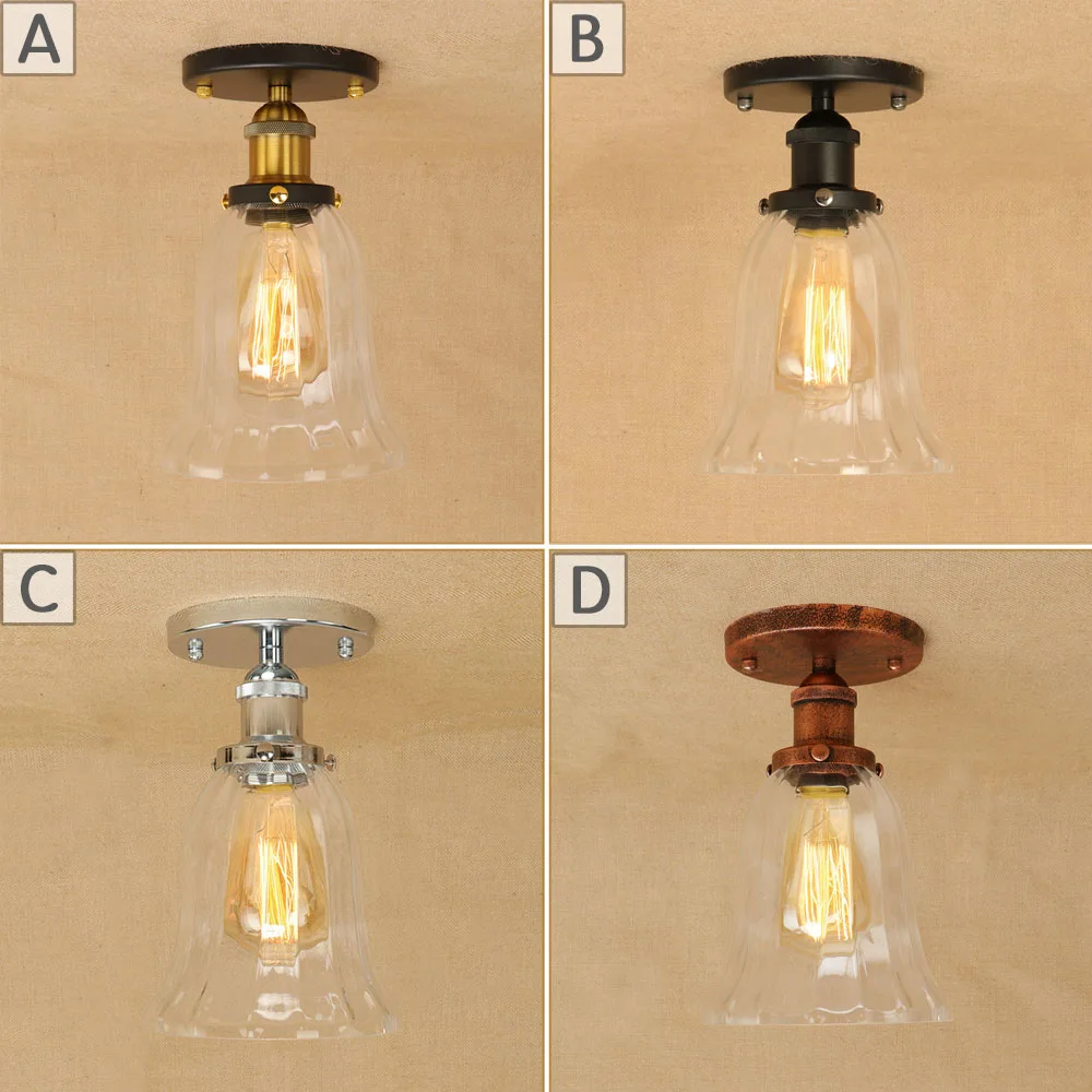 Американский кантри Лофт Ретро Железный стеклянный абажур черный светодиодный