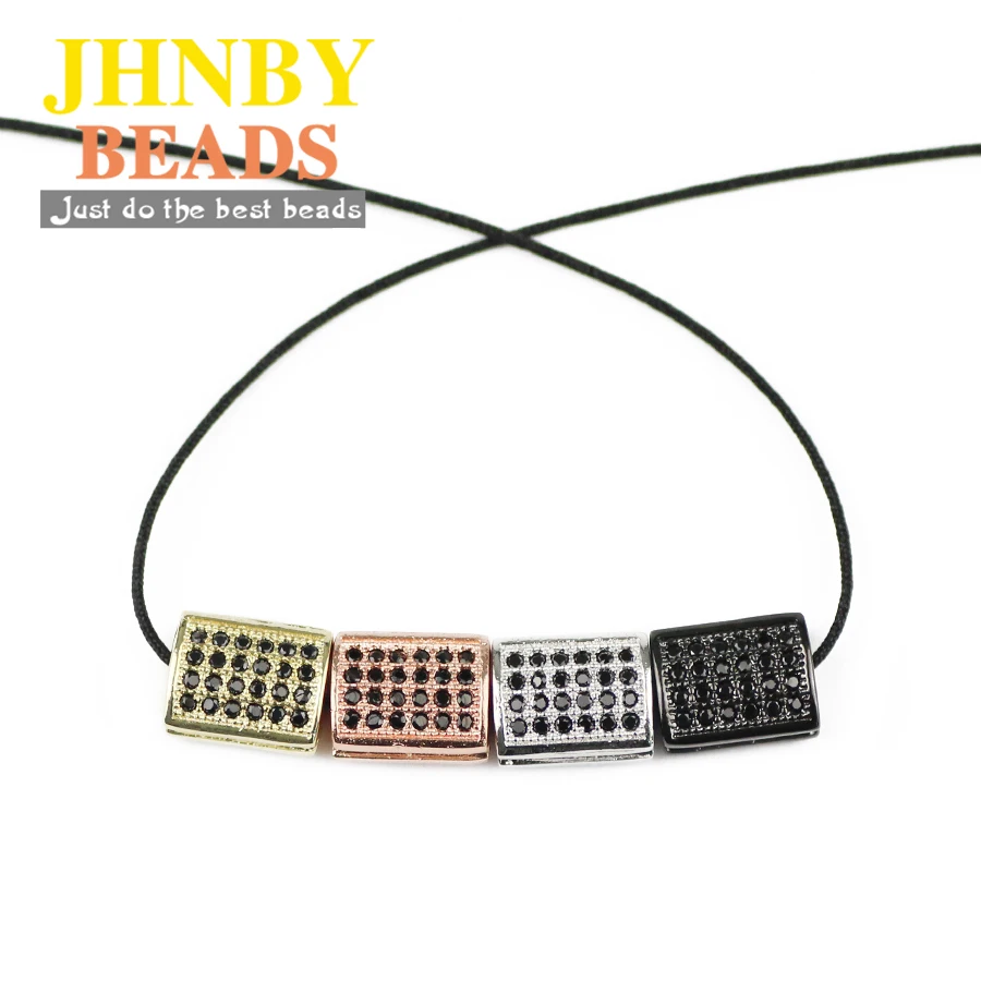 JHNBY 4 шт. геометрические медные разделительные бусины черные стразы с