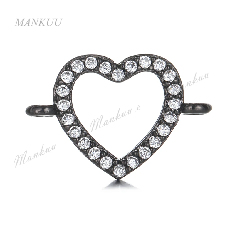 Подвеска в форме сердца с микрозакрепкой из белого циркона соединители двойными