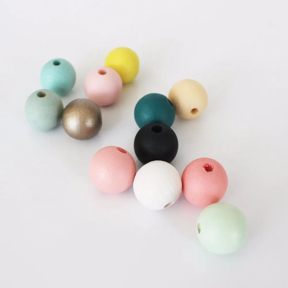 100pcs 20mm Safety Painting Round Wood Beads DIY Jewelry Making 12 Pastel Colors Can choose | Украшения и аксессуары