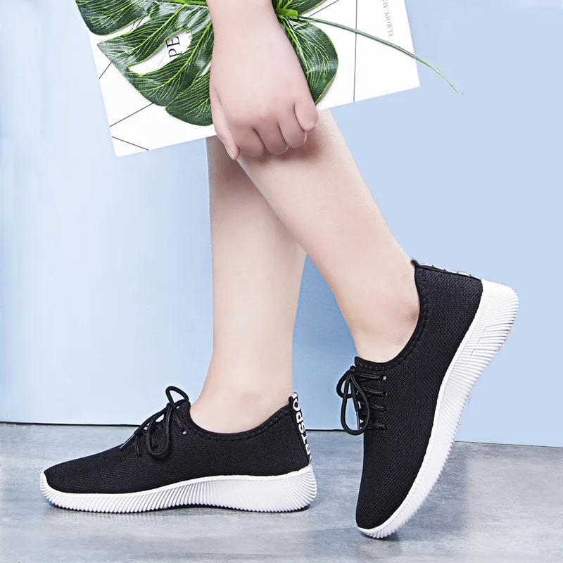 Туфли женские сетчатые дышащие кроссовки однотонная обувь для студентов