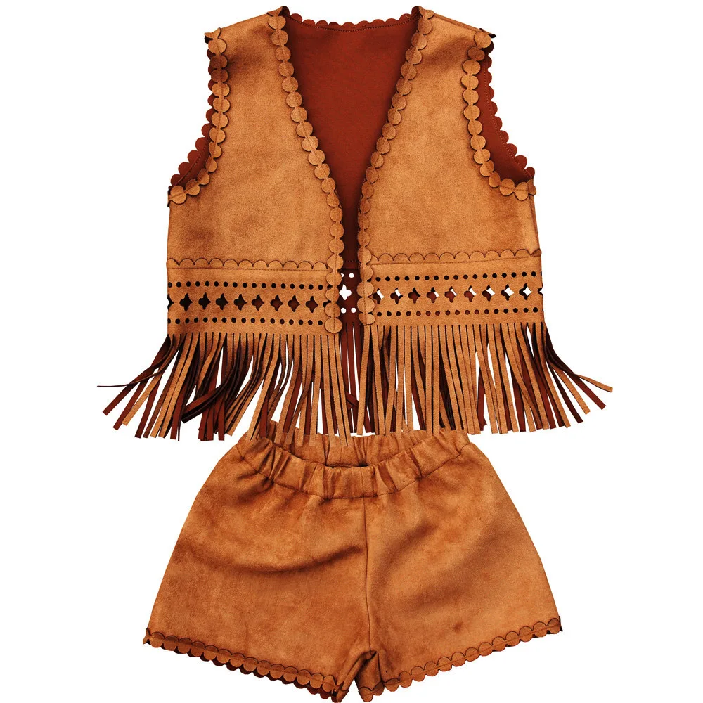 Детские комплекты одежды с кисточками осенний и зимний комплект для девочек из 2