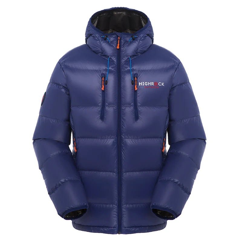Navy blue for men Брендовая зимняя спортивная куртка для мужчин и женщин, новинка, пуховики с капюшоном, белый гусиный пух, теплая верхняя одежда высокого качества, пальто-пуховик 70089IFN-1 - Цвет: Navy blue for men