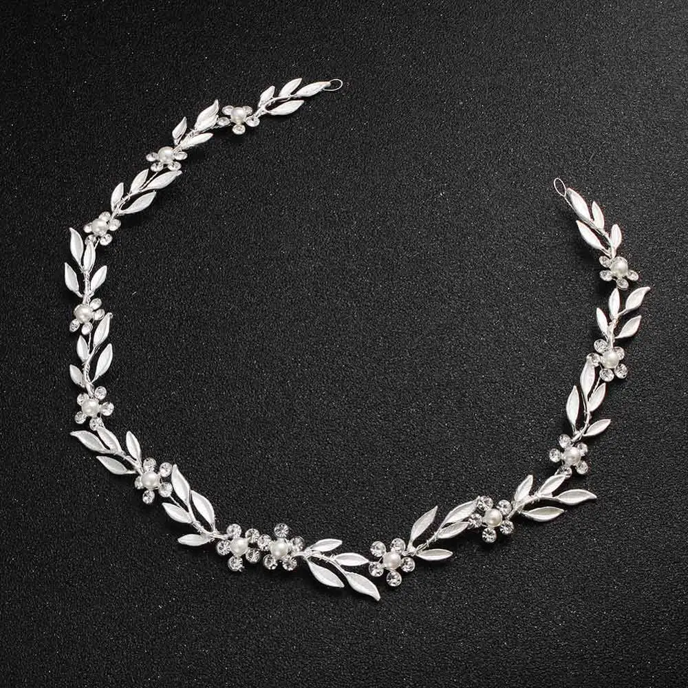 Silver Color Золотой/серебристый лист, стильные повязки на голову, свадебные украшения для волос, аксессуары ручной работы, свадебная тиара для женщин, украшение на голову - Окраска металла: Silver Color