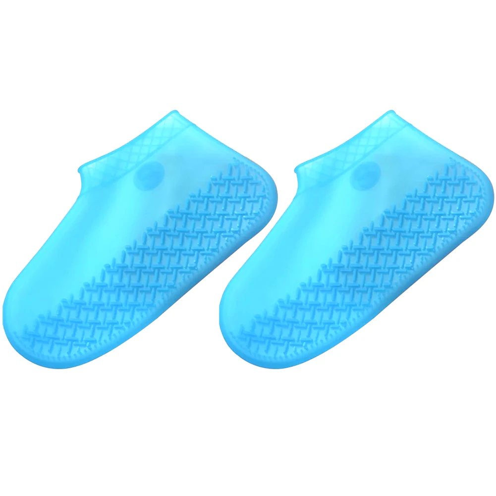 Light Blue Мужские и женские Нескользящие непромокаемые сапоги многоразового использования для путешествий, силиконовые водонепроницаемые уличные утолщенные эластичные бахилы, 1 пара - Цвет: Light Blue
