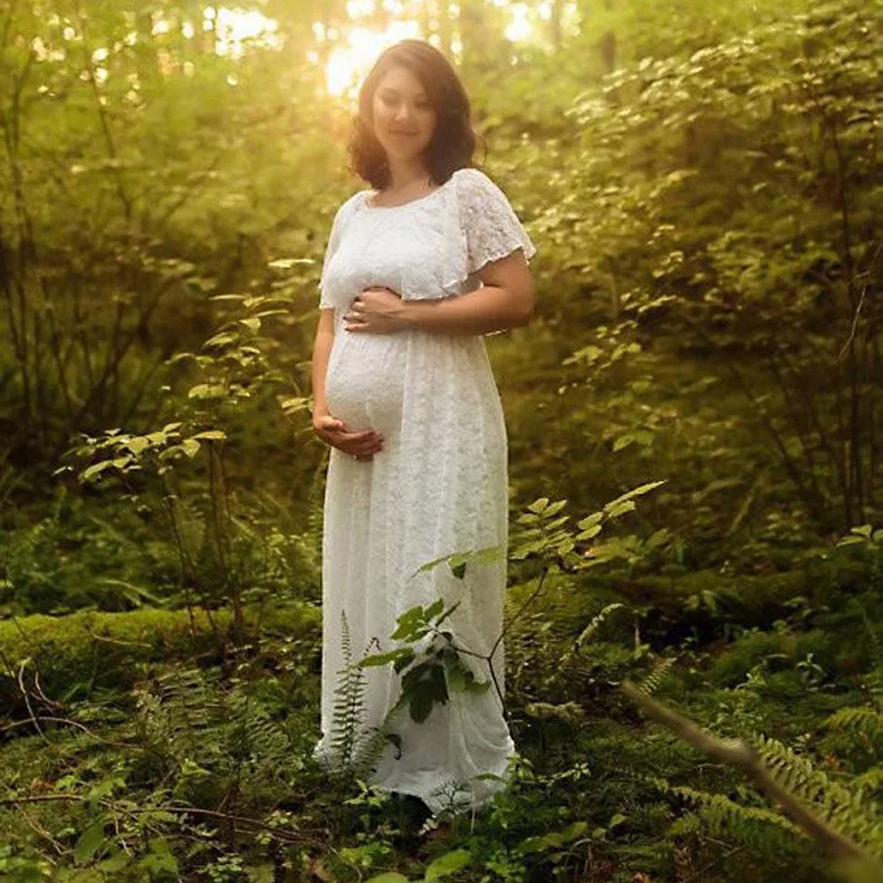 VOGUEON женское платье для беременных фотосъемки воротник хомут модное кружевное