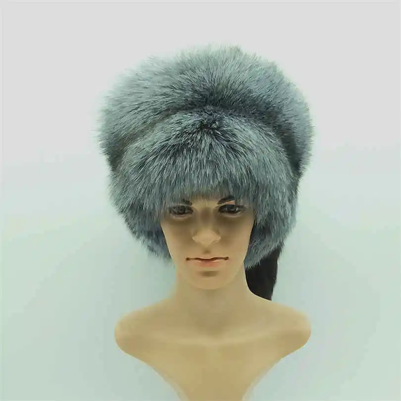 silver fox fur Теплые Для мужчин натуральным лисьим мехом шапка-ушанка из натурального меха ухо шляпы с настоящим мехом шапки бини шапки с лисий хвост Мужской Один размер зимние шапки - Цвет: silver fox fur