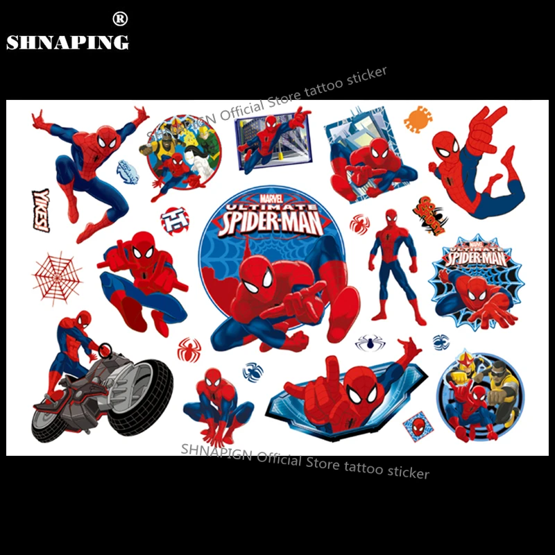 SHNAPIGN удивительные Spidey дети мальчик временная татуировка боди-арт флэш-тату стикер s 17*10 см водонепроницаемый поддельный стиль стикер стены