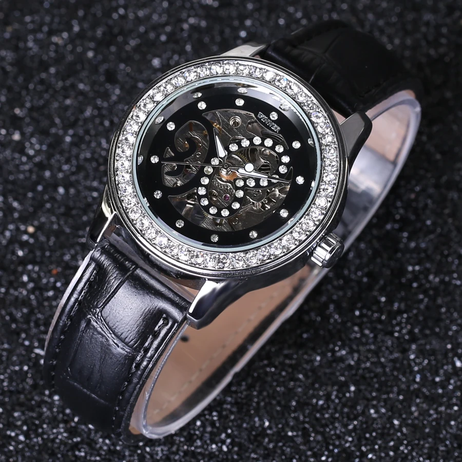 Женские Механические часы Winner механические со стразами подарок для девушек 2018 |