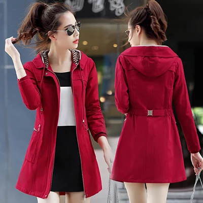 Модная хлопковая ветровка Женская Осенняя Новая высококачественная удлиненная