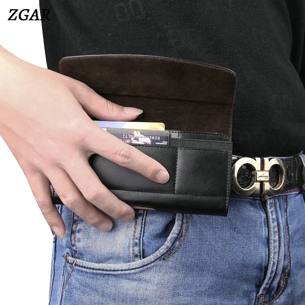 Чехлы ZGAR Holsters с клипсами для Sony Xperia XA2 ультра роскошные черные кожаные поясные