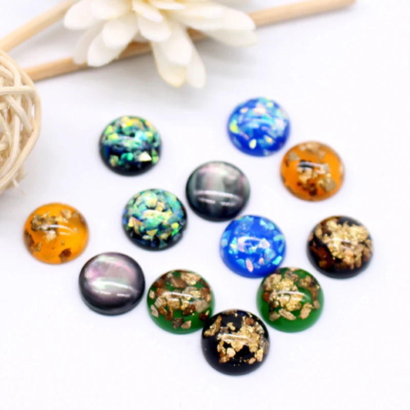 10 шт. 12 мм из смолы золотой фольги кабошоны бисер подвеска кошачий глаз кольцо