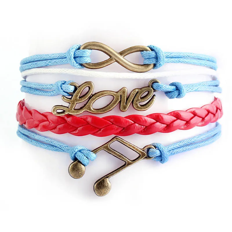 Ручной работы Бесконечность DIY любовь очарование музыка Кожаный Плетеный