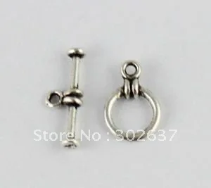 

100 Tibetan silver circle toggle clasps 10mm A8422