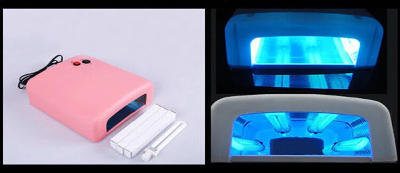 Лидер продаж! Дизайн ногтей УФ гель маникюр Лечение с 4x9 Вт лампы 365nm Советы Набор