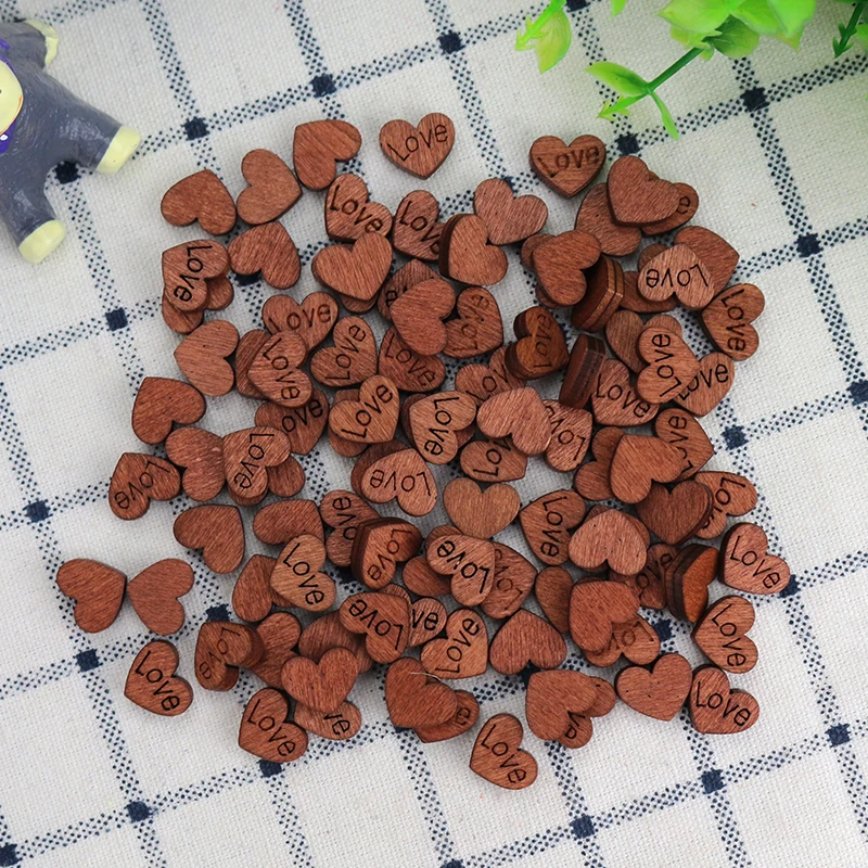 Дешевые 100 шт деревянное сердце с любовью DIY ремесло Ретро Сердце Ломтики для