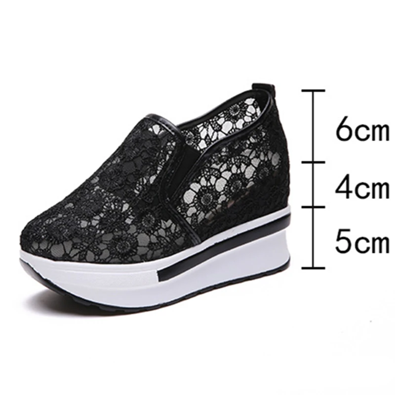 Hung Yau Wedges Canvas Shoes For Woman Platform Vulcanized Air Mesh Hidden Heel Height Increasing Casual Size 39 | Обувь