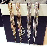 fashion rhinestones long tassel earrings for women 2018 za statement dangle earrings accessories wholesale