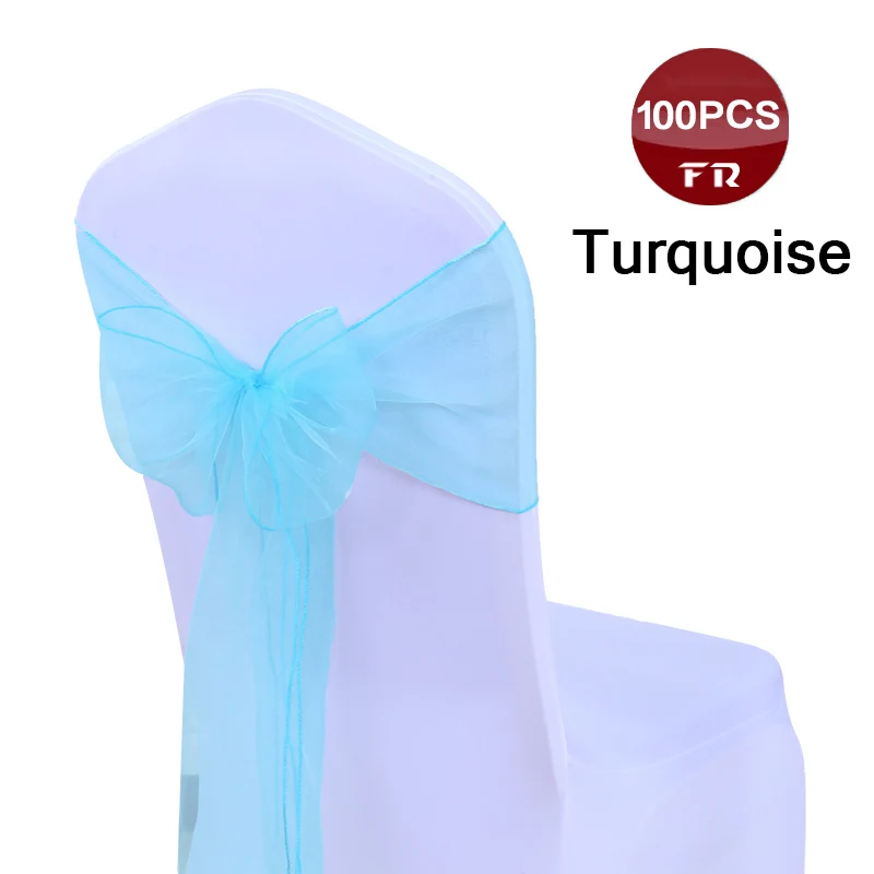 Turquoise Свадебные банты для стула 18X275 см мерцающие чехлы для стульев, органза повязка-лента бабочка галстук-бабочка для свадебного банкета Вечерние Декорации - Цвет: Turquoise