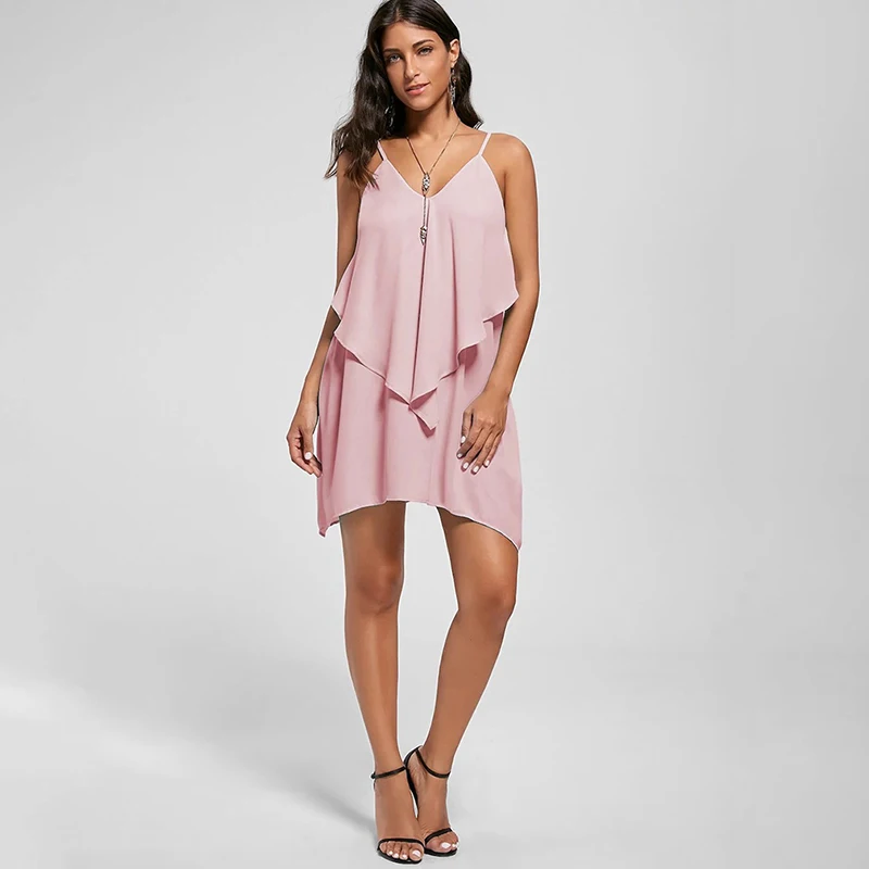 Сексуальное женское летнее повседневное шифоновое платье без рукавов с тонким