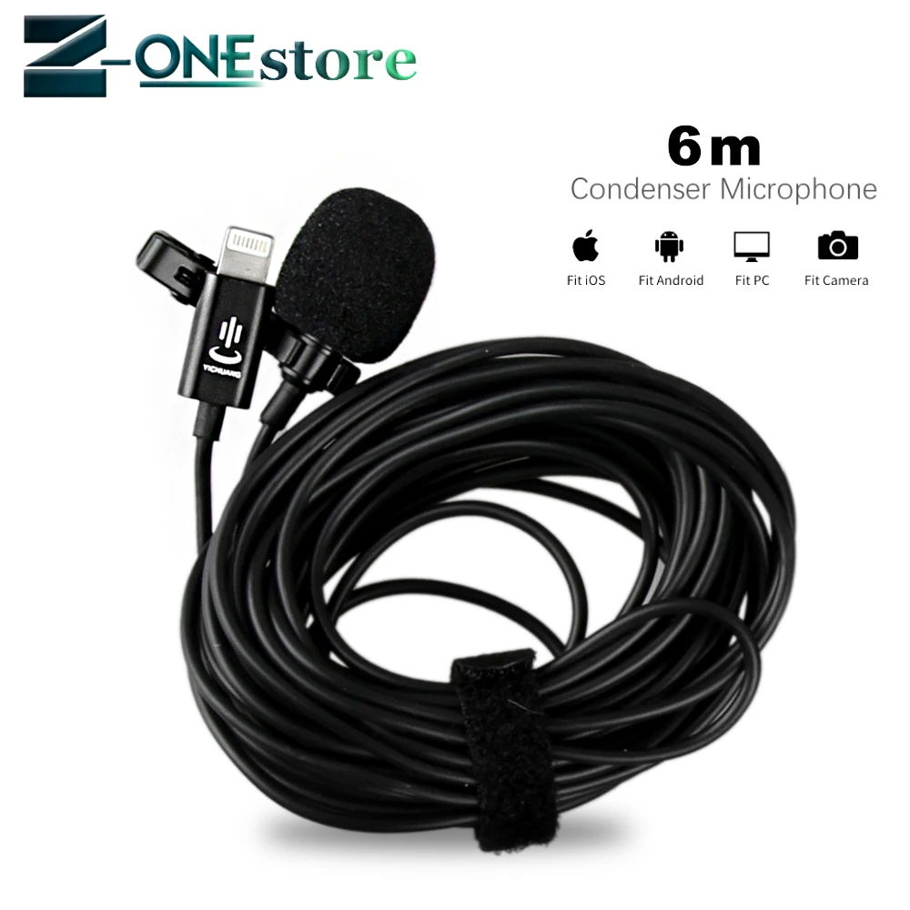 YC LM22 6m профессиональный микрофон Lavalier Lightning для iPhone XS X/8/8 Plus/7/7 Plus iPad 4/3/2 Pro Air 2 iPod