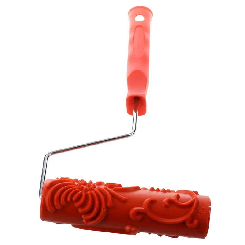 Декоративный ролик для краски с пластиковой ручкой 17 8 см Рельефный цветочный