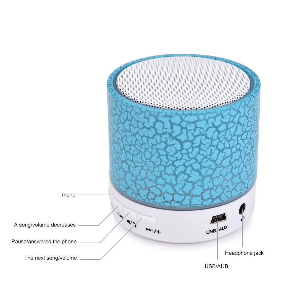 Ouzifish светодиодный Bluetooth Динамик мини Беспроводной громкий S Поддержка 8 ГБ 16 TF