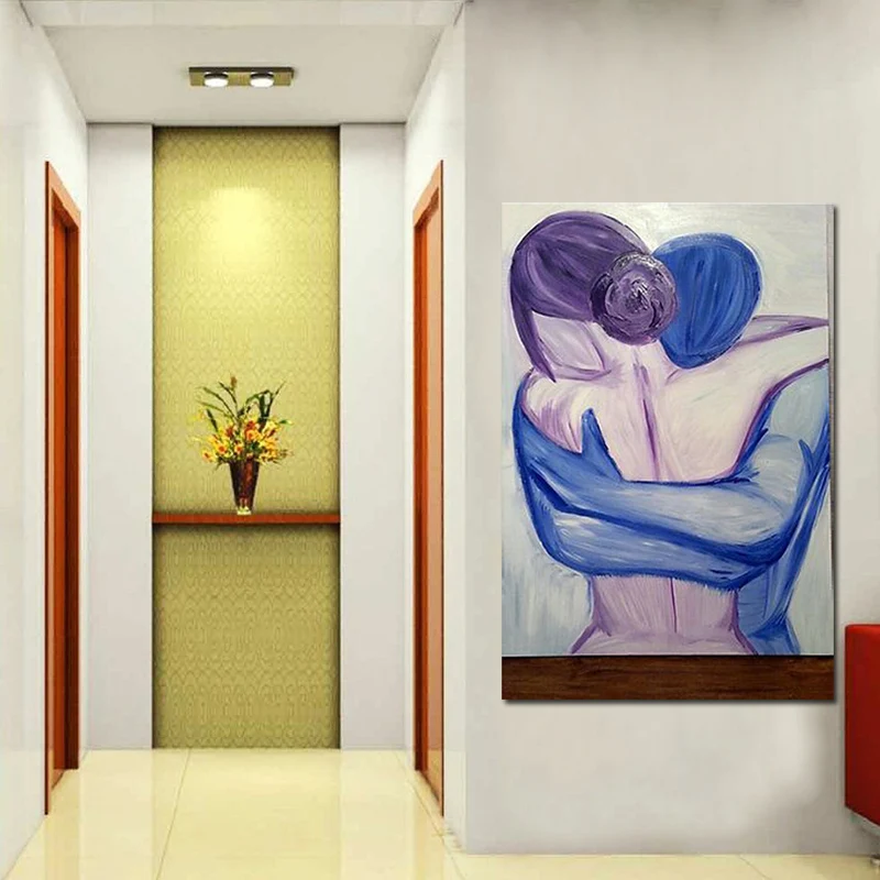 100% ручная роспись изящных стен абстрактный стиль картина маслом для пары