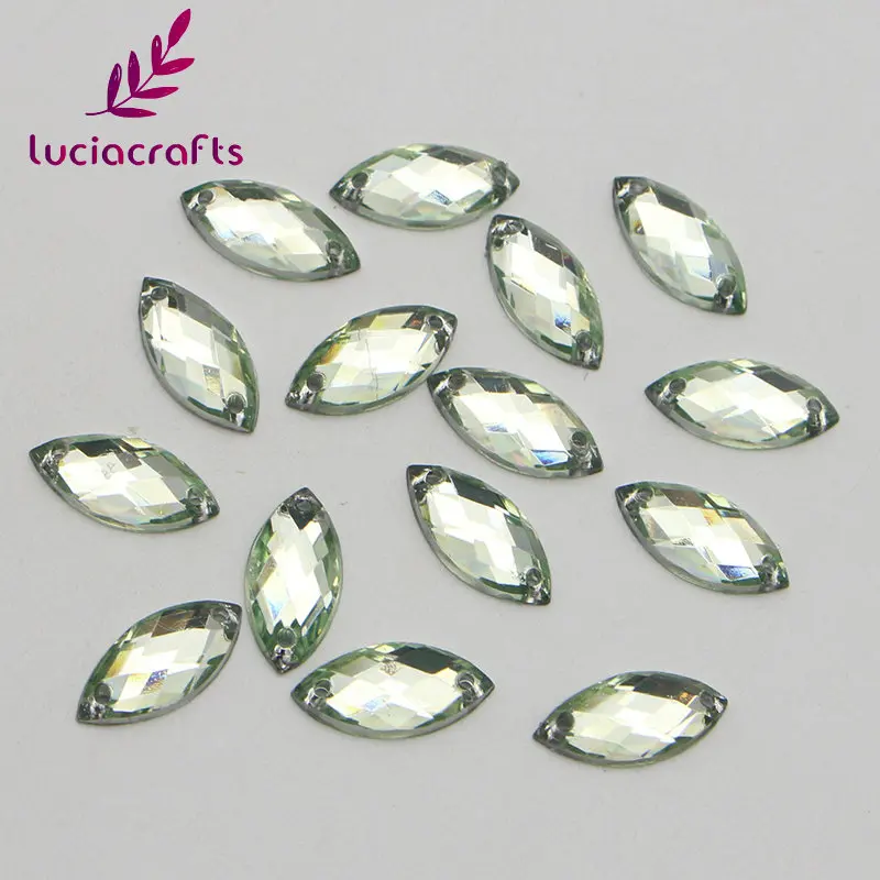 C8 Green Lucia crafts 7*15 мм пришивные стразы кристалл акриловые камни две бусины с отверстиями DIY для одежды/сумки 50 шт./лот D1110 - Цвет: C8 Green