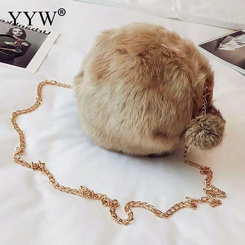YYW 2018 круглая вечерняя сумка из мягкой кожи мини Маленькая через плечо с меховым