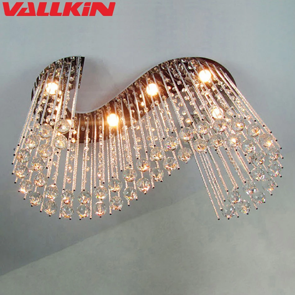 Современные хрустальные люстры S образной формы для столовой Потолочная