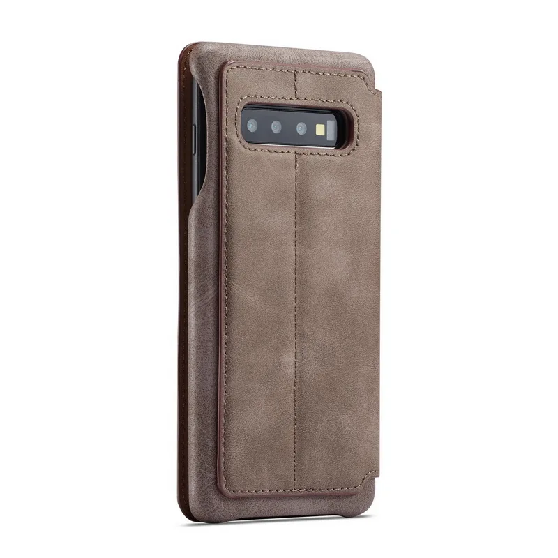 Чехол для телефона для samsung Galaxy S9 S8 Plus, Ретро Флип, настоящий кожаный чехол-кошелек, чехол для samsung S7 Edge Note 8 S10 Plus S10e - Цвет: Gray
