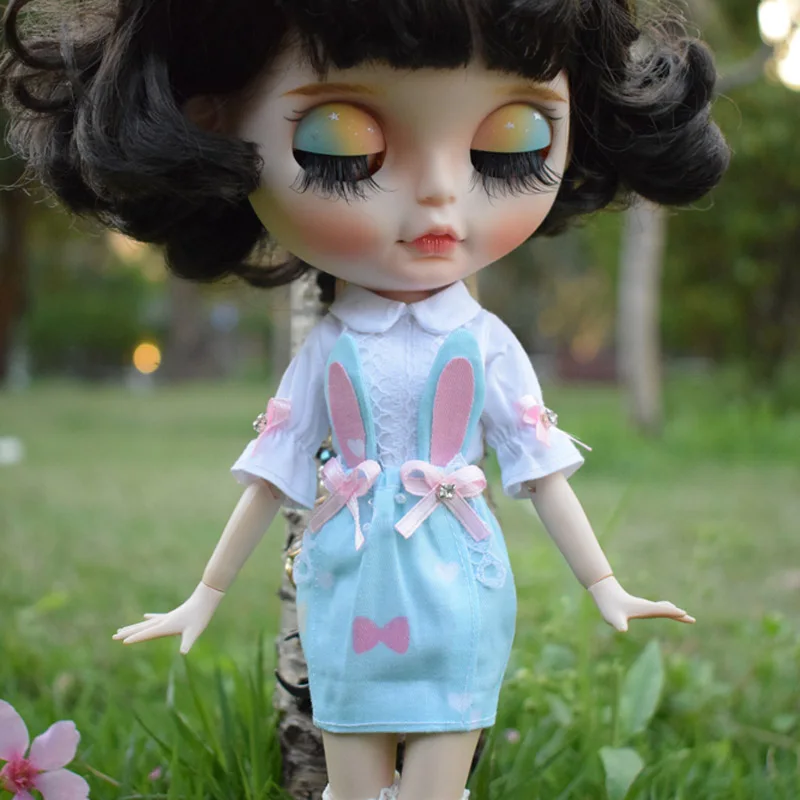 1 комплект, платье с милым кроликом и рубашки, комплект одежды для Blyth Azone 1/6, аксессуары для кукол