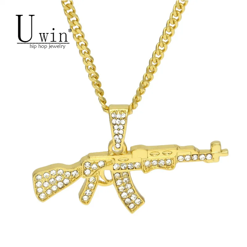 UWIN Мужская мода крутой AK47 пистолет кулон ожерелье хип хоп ювелирные изделия
