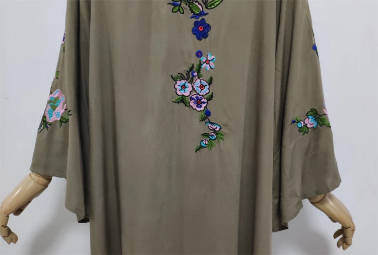 KIYUMI Boho платье кимоно Кафтан платья с вышивкой топы с длинными рукавами пляжный контрастный летний кардиган повседневное свободное платье Макси
