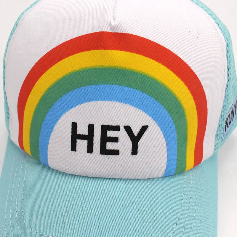 Новая детская Радужная бейсболка летняя сетчатая Кепка шапки от солнца для