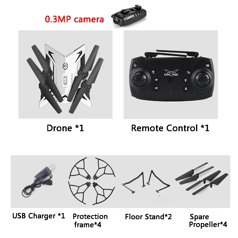 0.3mp camera-white KY601S RC вертолет Дрон с камерой HD 1080P wifi FPV селфи Дрон Профессиональный складной Квадрокоптер 20 минут работы от батареи - Цвет: 0.3mp camera-white