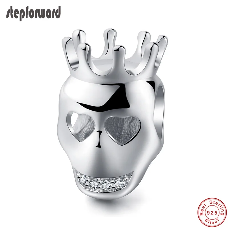 Новое прибытие Высокое качество крутой 925 стерлингового серебра Корона Череп
