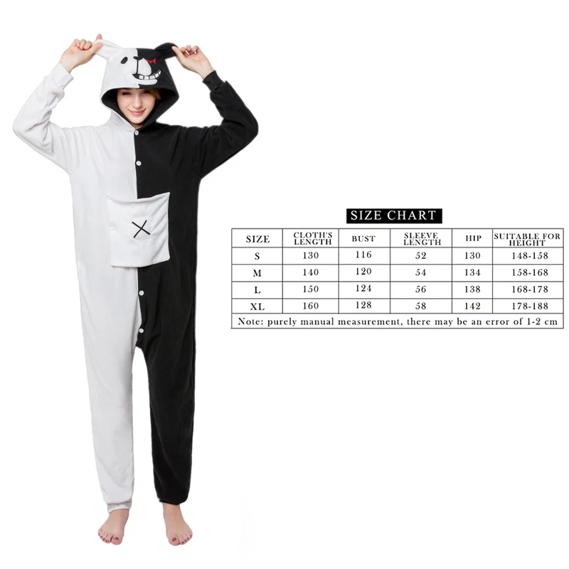 Аниме кигуруми костюм Kumamon животных Медведь Onesie пижамы для взрослых мужчин женщин Косплей мягкий теплый зимний комбинезон одежда для сна - Цвет: black white Bear